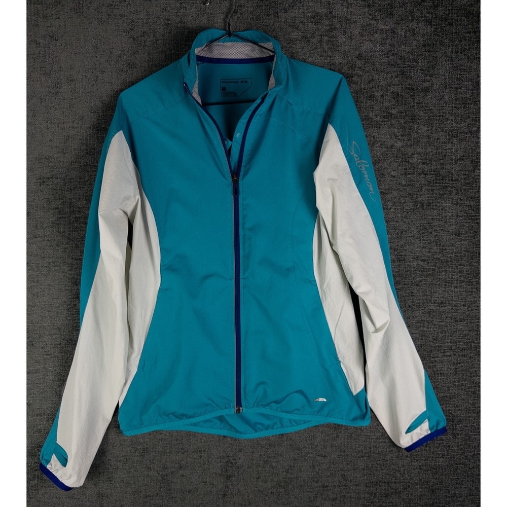 Salomon Climawind Jacket Womens S Turquoise Full Zip Color Block Running‎